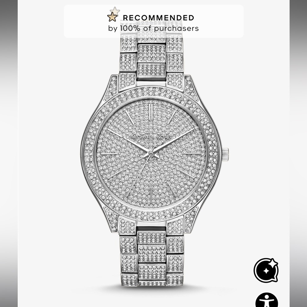 Micheal kors Slim Runway Pavé Silver-Tone Watch